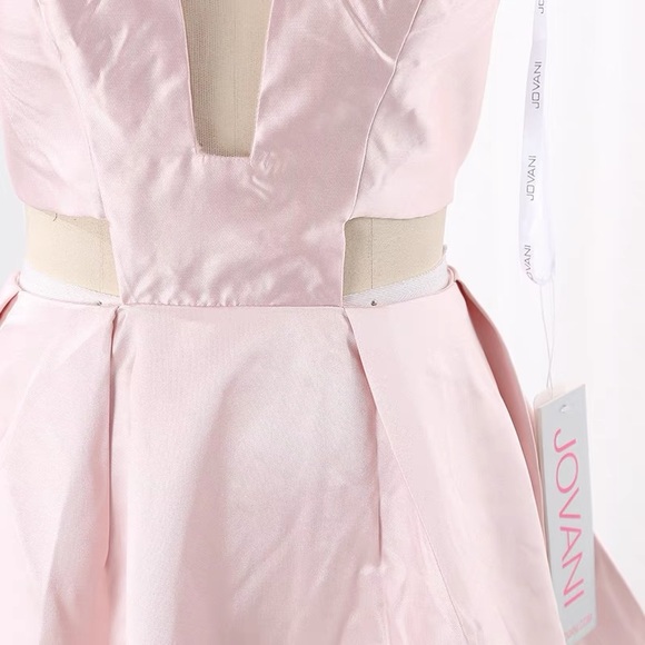 JOVANI pink simple, glossy satin A-line evening dress - Picture 2 of 6